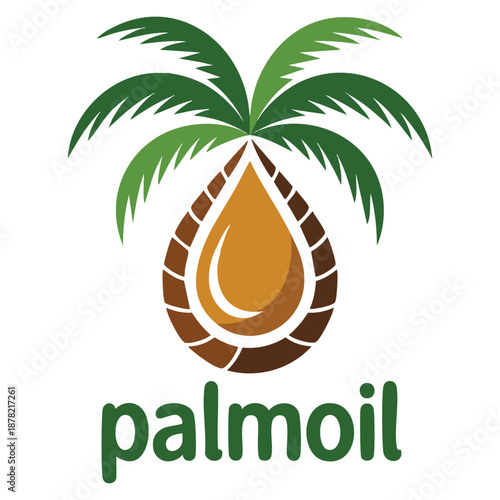 Vector logo template palm oil featuring green and brown color ideal for nature organic farming natural product branding and ecological identity design themes