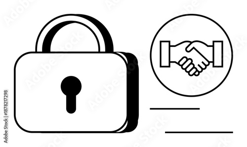 Security concept. Security visuals including padlock and handshake highlight trust and data protection. Security fosters trust in agreements, data handling, and privacy. For fintech, contracts