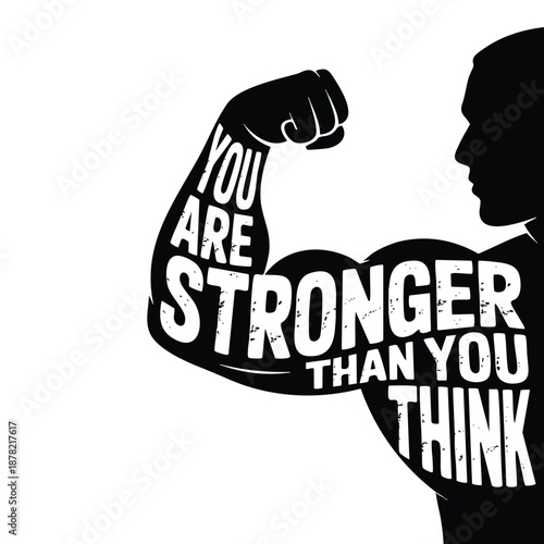 Vintage style lettering poster with quote You are stronger than you think vector illustration suitable for motivational, inspirational, fitness club, and bodybuilding advertising