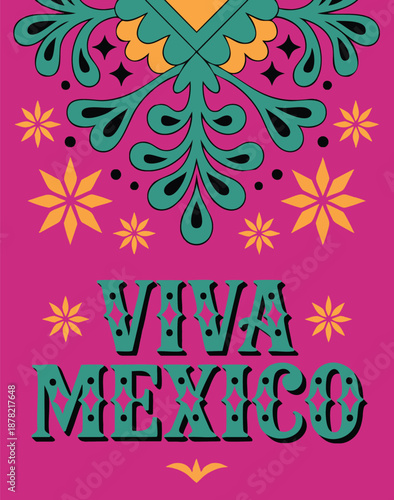 Viva mexico colorful mexican holiday poster in bright western style ideal for festive celebration artwork cultural decoration and holiday inspired mexican vector design