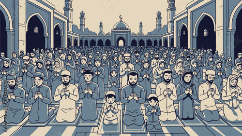 Muslims praying in a mosque