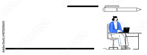 Remote work. Remote work ed by a professional seated at a desk working on a laptop. Remote work enhances flexibility, digital collaboration, and productivity. Ideal for corporate, education