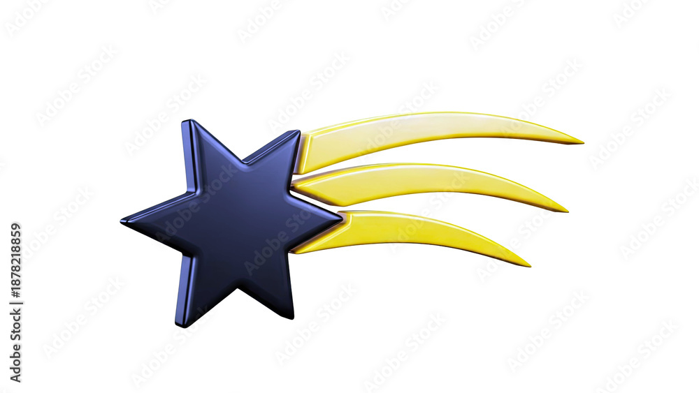 Fototapeta premium 3D Black Star with Yellow Streaks