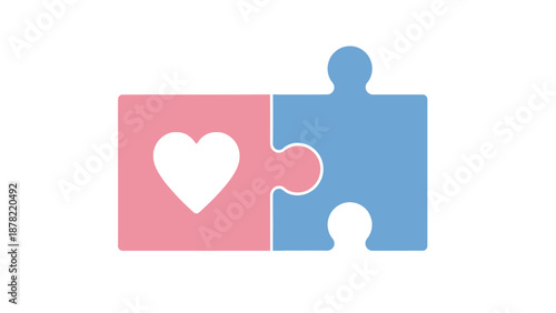 Heart shaped puzzle piece fitting together in love and partnership