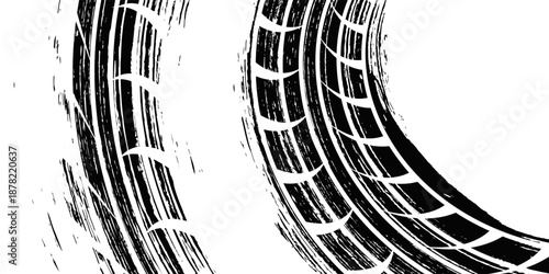 Tire track. Car, bike, vector