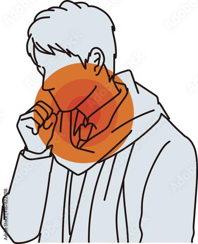 喉風邪イメージのビジネスマン男性のイラスト素材