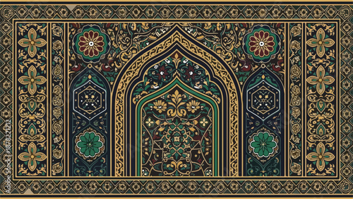 A colorful ornate archway with floral designs