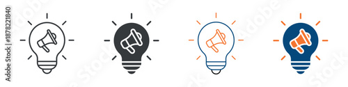 Marketing Idea Icon Set Multiple Style Collection 