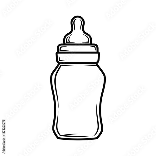 Baby bottle illustration simple black outline