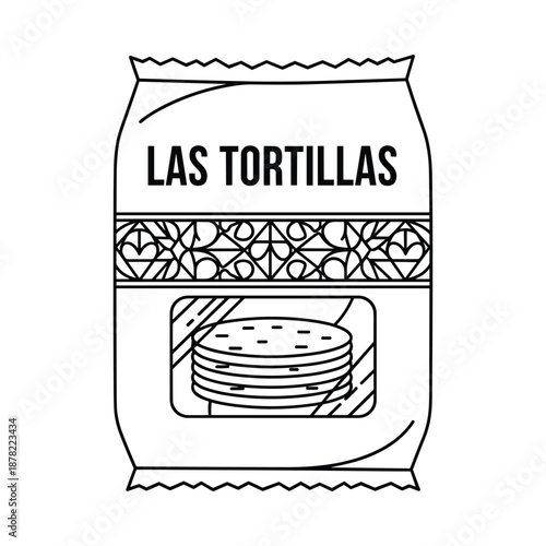 Mexican Tortilla Packaging Illustration Line Art