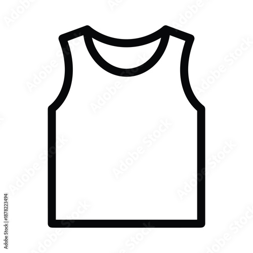 Black and white illustration of a sleeveless shirt on a white background