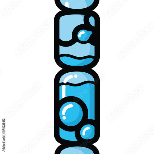 Blue Cartoon Pills with Liquid Inside.