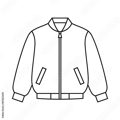 Black and white illustration of a bomber jacket with zipper