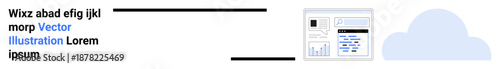 Cloud storage, digital interface, data management, analytics, online services, information processing. Digital interface with graphs in a cloud setup. Cloud storage and digital interface theme
