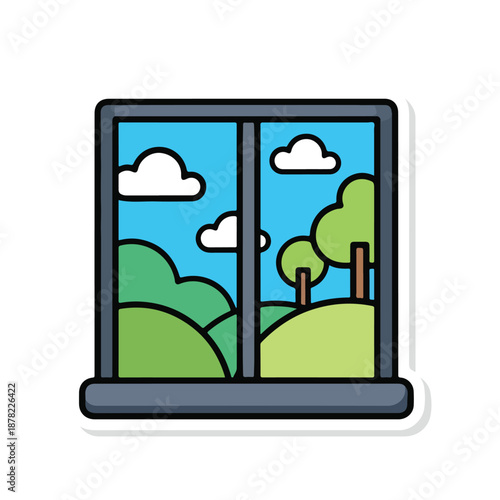 Wallpaper Mural Cartoon Window View of Landscape Scene. Torontodigital.ca