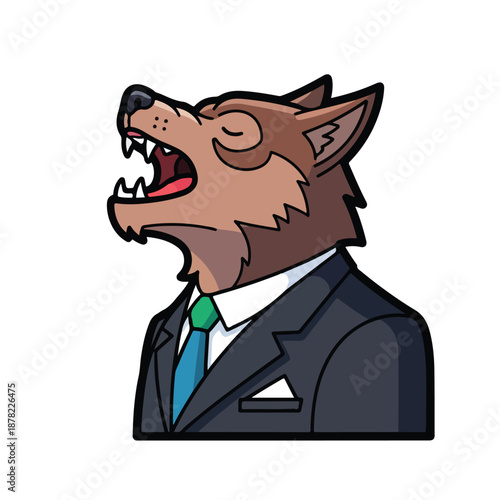 Wallpaper Mural Cartoon Wolf Character in Business Suit. Torontodigital.ca