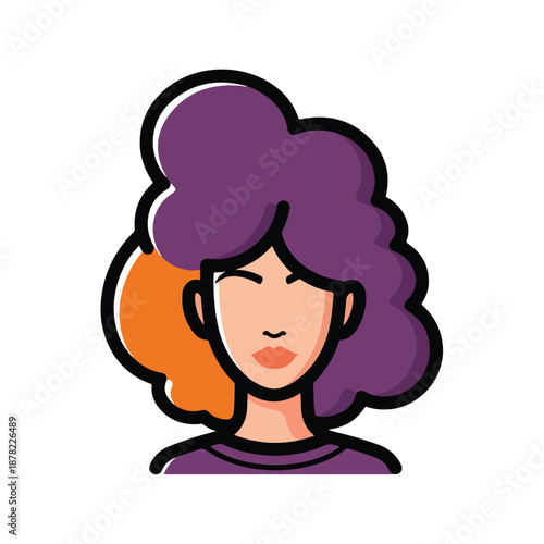 Wallpaper Mural Cartoon Woman with Purple Hair Illustration. Torontodigital.ca