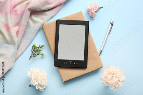 Modern e-reader with book a...