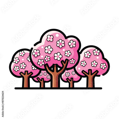 Wallpaper Mural Cherry Blossom Trees with Pink Flowers. Torontodigital.ca