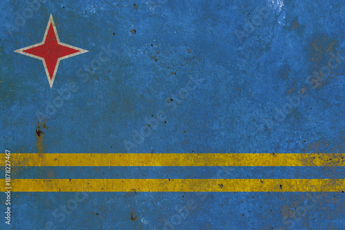Aruba flag with grunge texture background