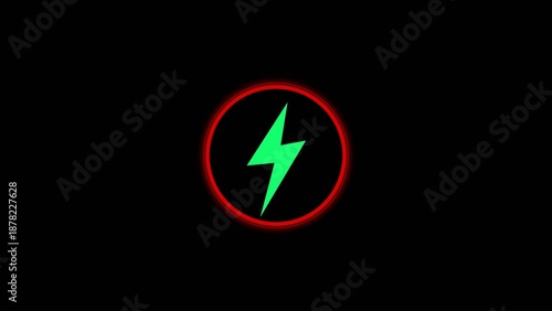 Free Download Neon green lightning bolt inside a red glowing circle on a Generate title without using the word 
