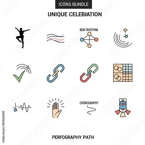 Collection of Unique Perfography Path Icons.