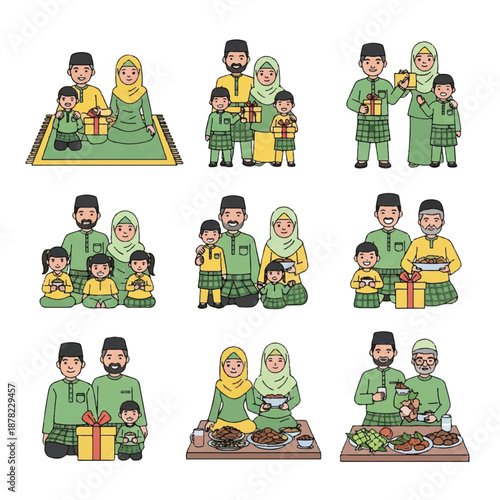 Muslim Family Celebrating Eid with Gifts 1.