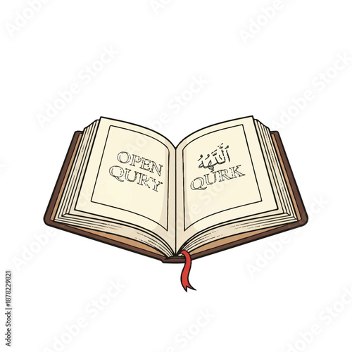 Open Book with Red Bookmark Inside.