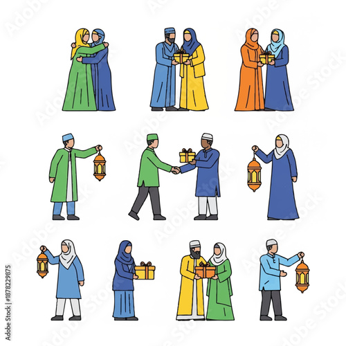 People in Traditional Clothing Exchanging Gifts.