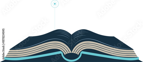 Open Book Knowledge Icon with Digital Highlight, Education and E-learning Concept for Modern Literacy