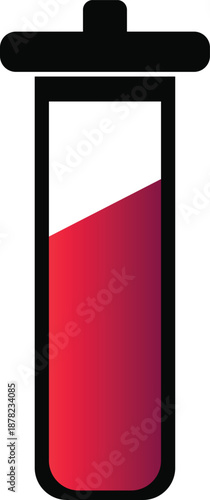 Laboratory Test Tube with Blood Sample Icon, Medical Diagnostic Analysis and Chemistry Research Concept