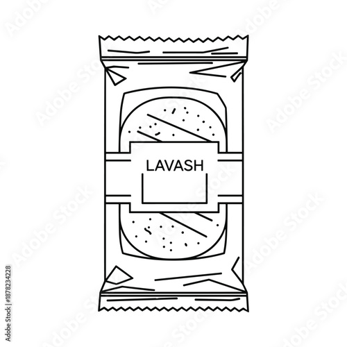 Lavash bread packaging illustration black and white