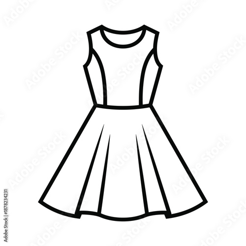 Woman Sleeveless Flared Dress Illustration
