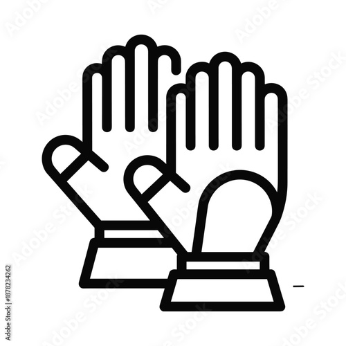 Black leather work gloves icon on white background