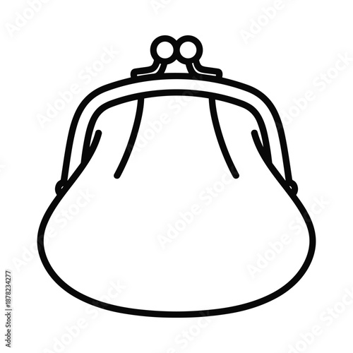 Black and white illustration of a coin purse