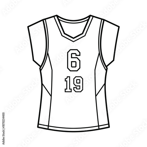 Basketball Jersey with Number Six and Nineteen on Front View