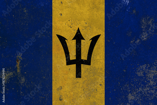 Barbados flag mural style illustration
