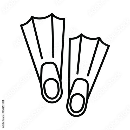 Black and white illustration of flippers on white background