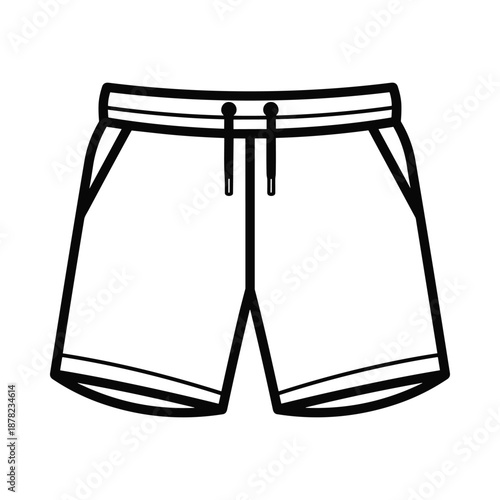 Black outline illustration of mens shorts