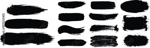Assorted Black Paint Brush Strokes and Shapes Keywords: black, paint, brush, stroke, shape