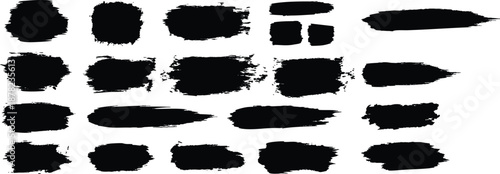 Collection of Black Paint Brush Strokes and Splatters Keywords: black, paint, brush, stroke