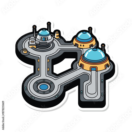 Futuristic Space Station Complex with Multiple Domes and Interconnected Modules from an Isometric Viewpoint