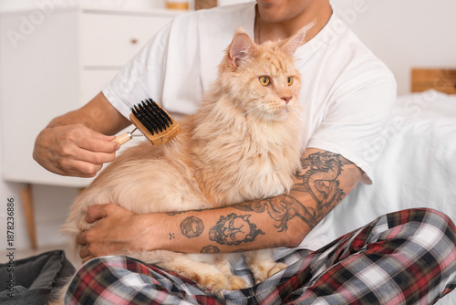 Handsome young man brushing...