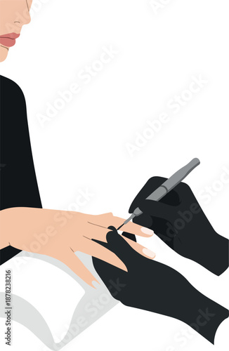 Woman Applying Nail Polish Flat Vector Illustration White Background