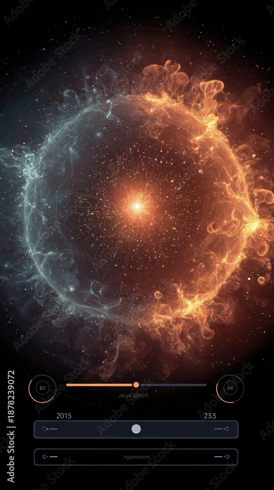 Obraz premium Vibrant Cosmic Swirl of Orange and Blue Colorful Energy Patterns