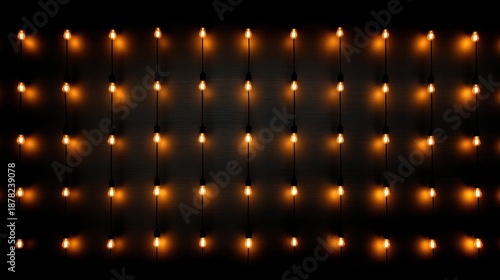 Vibrant Wall of Vintage Light Bulbs Against Dark Background