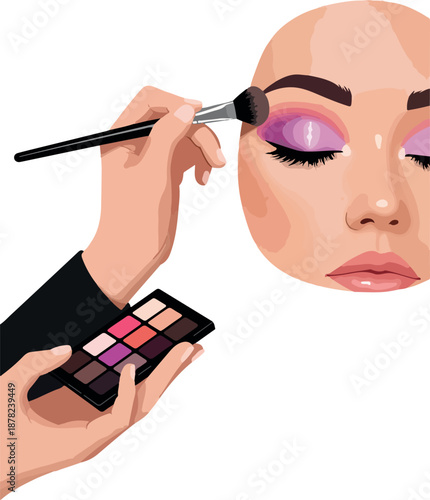 Woman's Eyeshadow Application Flat Design Vector Art