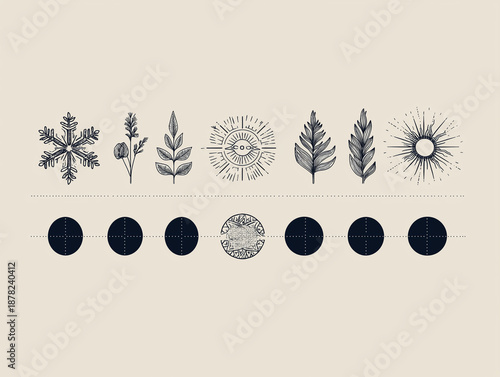Minimalist Calendar: German Seasonal Icons & Turkish Lunar Phases - Clean Grid
