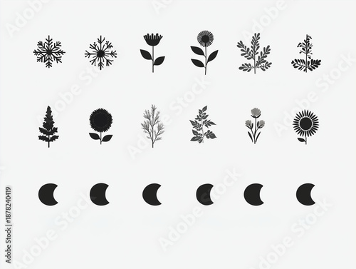 Minimalist Calendar: German Seasonal Icons & Turkish Lunar Phases - Clean Grid
