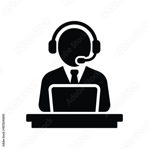 customer service representative call center silhouette vector icon
